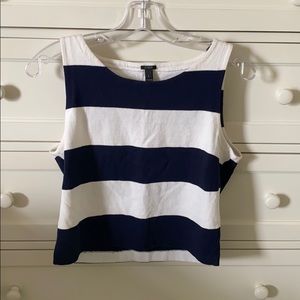JCREW Cropped Navy Stripe Tank